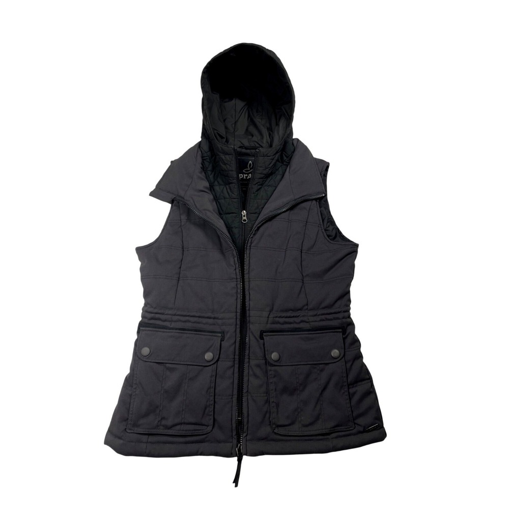 Prana Womens Gray Hooded Quilted Vest Jacket With Pockets Size S - Picture 6 of 16